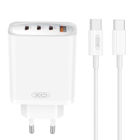 XO wall charger CE23 PD 65W 3x USB-C 1x USB white + cableUSB-C - USB-C