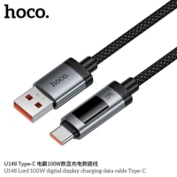 Data Cable with digital display USB-A to USB-C Hoco PD 6A 100W 1,2m U148 black