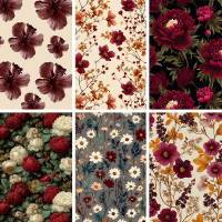 Dark Red Flowers Phone Skin Protector 6 τεμάχια ( Χρειάζεται μηχάνημα κοπής ) (Κωδ:30004)