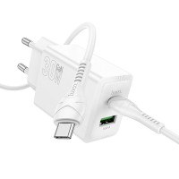 Phone charger Hoco USB-A + USB-C QC3.0 PD AFC 3A 30W + cable USB-C to USB-C N71 white