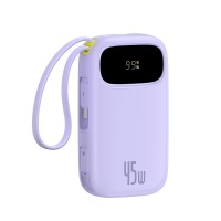 BASEUS Power Bank 10000mAh, 45W + built-in cables USB-C + Lightning, EnerFill FC31 Qpow 3 nebula purple - E0028C02