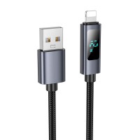 Cable USB-A to Lightning Hoco 2,4A with display 1m X112 black