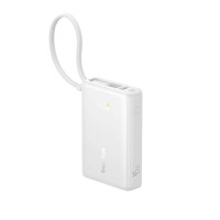 BASEUS Power Bank 10000mAh, 45W + built-in cable USB-C, PicoGo white - P10076803213-00