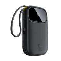 BASEUS Power Bank 10000mAh, 45W + built-in cables USB-C + Lightning, EnerFill FC31 Qpow 3 black - E0028C00