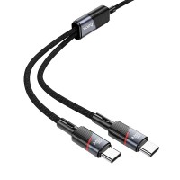 Cable 2in1 USB C to 2x USB-C Hoco 5A 100W 1,2m U139 black