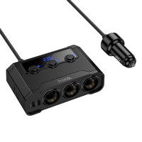 Car charger Hoco 2x USB-A + 2x USB-C+ 3x cigarette lighter ports PD QC3.0 240W Z64 black