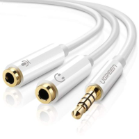 UGREEN Audio cable 2-in-1 from 2x AUX female 3.5mm to 1x AUX male 3.5mm, 0.20m white - AV141 / 10789