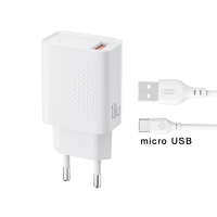 XO 220V 18W, USB-A + cable UBS-A - Micro, L159 white