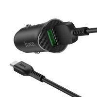 HOCO Z39 Farsighted Car Charger 2x USB QC3.0 18W Διπλός Φορτιστής Αυτοκινήτου με καλώδιο MICRO USB - Black