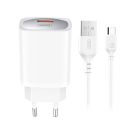 XO wall charger CE19 QC 18W 1x USB-A white + cable USB-C