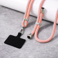 Pink Sand Ρυθμιζόμενο λουράκι τηλεφώνου 160cm, κρεμαστό λουράκι για κινητό τηλέφωνο με ασημί τελειώματα. Κωδ.100