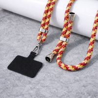 Πορτοκαλί μοτίβο Ρυθμιζόμενο λουράκι τηλεφώνου 160cm, κρεμαστό λουράκι για κινητό τηλέφωνο με χρυσά τελειώματα. Κωδ.131