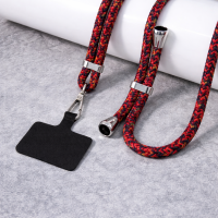 Κόκκινο μοτίβο Ρυθμιζόμενο λουράκι τηλεφώνου 160cm, κρεμαστό λουράκι για κινητό τηλέφωνο με χρυσά τελειώματα. Κωδ.139