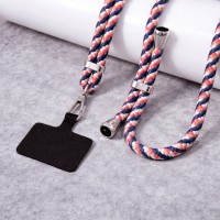 Μπλέ μοτίβο Ρυθμιζόμενο λουράκι τηλεφώνου 160cm, κρεμαστό λουράκι για κινητό τηλέφωνο με ασημί τελειώματα. Κωδ.142