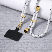 Λευκό μοτίβο Ρυθμιζόμενο λουράκι τηλεφώνου 160cm, κρεμαστό λουράκι για κινητό τηλέφωνο με χρυσά τελειώματα. Κωδ.151