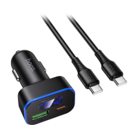 Car charger Hoco USB-A + USB-C PD QC3.0 48W + cable USB-C to cable USB-C Z63B black