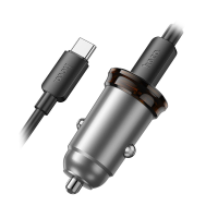 Car charger Hoco USB-A + USB-C QC3.0 PD 43W + cable USB-C to USB-C NZ16A metal gray