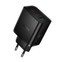 Phone charger Hoco 2x USB-C + USB-A QC3.0 PD 3A 65W N75 black