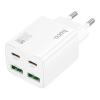 Phone charger Hoco 2x USB-C + 2x USB-A QC3.0 PD 3A 30W + cable USB-C to USB-C N56 white