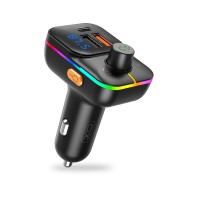 XO MP3 Wireless FM Transmitter 25W, QC, 3.1A, 1xUSB-A, 1xUSB-A/TF Card slot, 1xUSB-C + Ambient light, BCC09 black