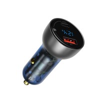 BASEUS 12V 65W, USB-A + USB-C, Particular Digital Display silver - CCKX-C0A