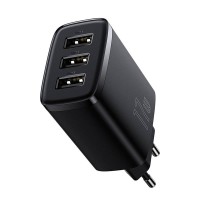 BASEUS 220V 17W, 3xUSB-A, Compact Series, black - CCXJ020101