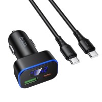 Car charger Hoco USB-A + USB-C PD QC3.0 48W + cable USB-C to cable USB-C Z63B black