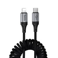 Hoco X121 Καλώδιο σπιράλ USB-C σε Lightning 27W 1.5m Μαύρο 1.5m (Bulk)