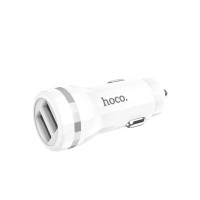 Car charger 2xUSB 2.4A + Micro USB cable Hoco Z27 white