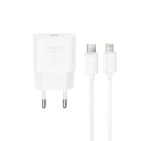 XO 220V 25W, USB-C, cable Type-C - Lightning, white - L167