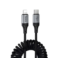 Hoco X121 Καλώδιο σπιράλ USB-C σε Lightning 27W 1.5m Μαύρο 1.5m (Bulk)