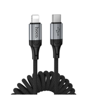 Ηoco X121 PD27W Καλώδιο γρήγορης φόρτισης/δεδομένων Type-C to 8 Pin σπιράλ Braided μαύρο (Bulk)