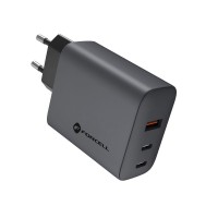 Forcell  Phone charger F-Energy GaN 2 x USB C + USB A QC4.0 PD 4A 65W VT-42B gray