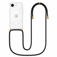 Θήκη Σιλικόνης με κορδόνι Μάυρο  για iPhone 11 Pro Max Διάφανη MagLine