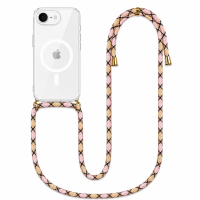 Θήκη Σιλικόνης με κορδόνι Ρόζ Μοτίβο  για iPhone 11 Pro Max Διάφανη MagLine