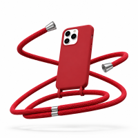 Θήκη Σιλικόνης με κορδόνι για iPhone 17 Pro Κόκκινη Mobicase