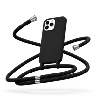 Θήκη Σιλικόνης με κορδόνι για iPhone 17 Pro Μάυρη Mobicase