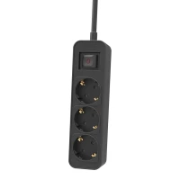 Philips CHP2134B/GRS Πολύπριζο 3 Θέσεων με Διακόπτη & Παιδική Προστασία, Καλώδιο 1,5 m (Μαύρο)