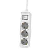 Philips CHP2134W/GRS Πολύπριζο 3 Θέσεων με Διακόπτη & Παιδική Προστασία, Καλώδιο 1,5 m (Λευκό)