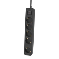Philips CHP2154B/GRS Πολύπριζο 5 Θέσεων με Διακόπτη & Παιδική Προστασία, Καλώδιο 1,5 m (Μαύρο)