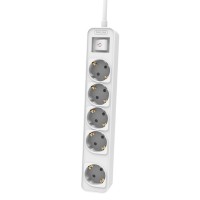 Philips CHP2154W/GRS Πολύπριζο 5 Θέσεων με Διακόπτη & Παιδική Προστασία, Καλώδιο 1,5 m (Άσπρο)