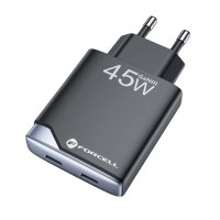 Forcell Phone charger F-Energy Ultra Slim GaN III 2 x USB C PD QC4.0 3A 45W B245201(2C) black