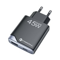 Forcell Phone charger F-Energy Ultra Slim GaN III USB C + USB A PD QC4.0 3A 45W B245202(1A1C) black
