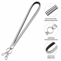 Sparkly Clip 40cm Κολιέ στρας Λουράκι για κινητό Ασημί