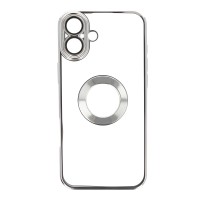 Θήκη Σιλικόνης για iPhone 16 Plus με Τζαμάκι Κάμερας – Silver Open Ring