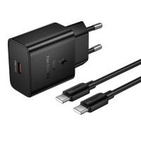 Hoco Phone charger USB-C QC PD 25W + cable USB-C to USB-C N76 black