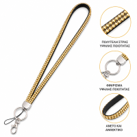Sparkly Clip 40cm Κολιέ στρας Λουράκι για κινητό Χρυσό
