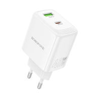 Borofone Wall charger BN30 Cargador GaN - USB-Α + Type C - QC 3.0 PD 45W white