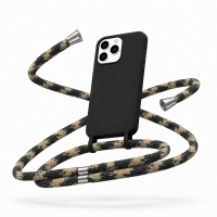 Θήκη Σιλικόνης με Κορδόνι με Χακί Μοτίβο για Apple iPhone 12 Pro Mobicase – Μαύρο