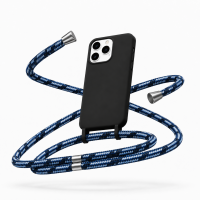 Θήκη Σιλικόνης με Κορδόνι με Μπλέ Μοτίβο για Apple iPhone X/XS Mobicase – Μαύρο